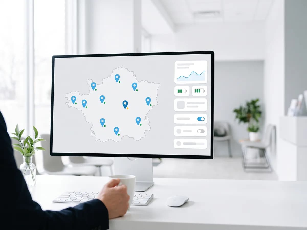 A map with the status and usage data of every device in the network