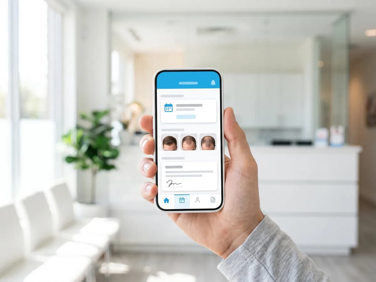 A patient checks his appointment, photos and documents in the portal on his phone